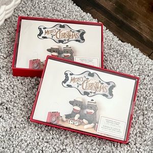 Two Boxed Christmas Greeting Cards (12 cards/box) Sock Monkeys Funny SEALED